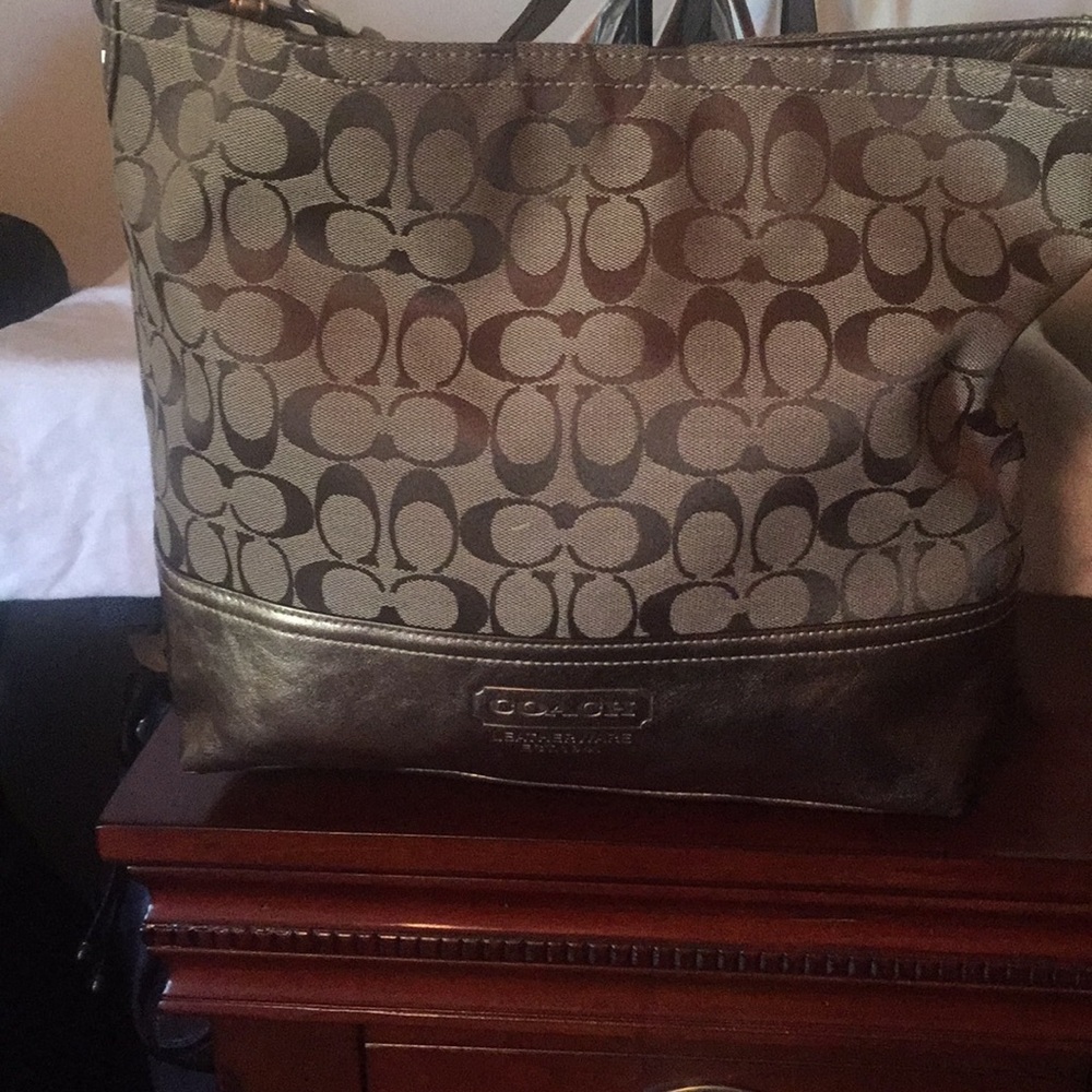 Gold coach shoulder bag